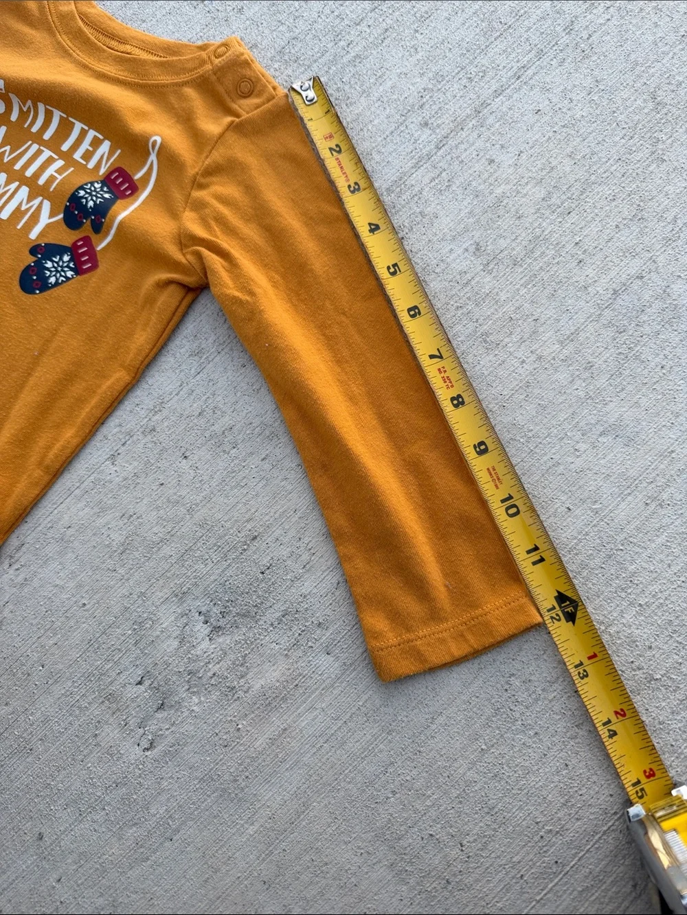 Mustard Long-Sleeve One-Piece Bodysuit with S'mitten with mommy Graphic 24M